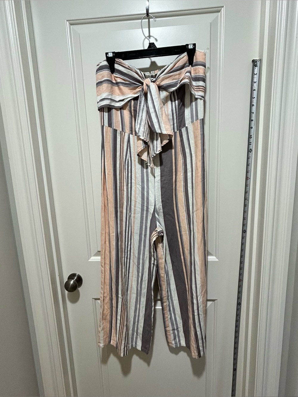 Gypsies & Moondust women’s size 9 Striped Wide-Leg strapless Jumpsuit with Tie